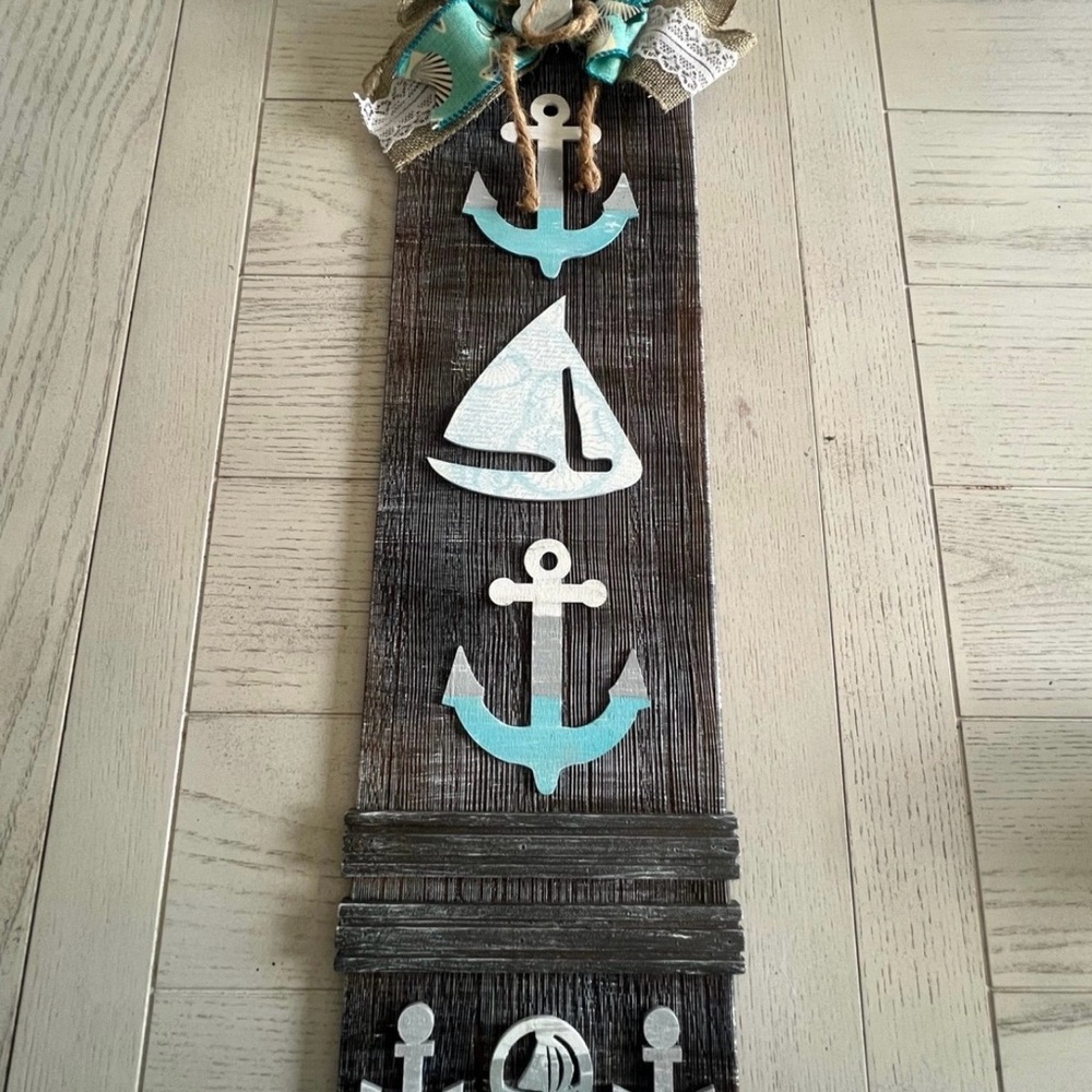 Nautical Wall Decor with Anchors and Sailboat Handmade Decor